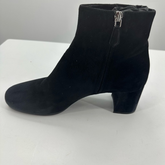 *Prada Suede Booties Black Chunky Block Heel Womens EU 39.5 Side Zipper - Picture 5 of 10